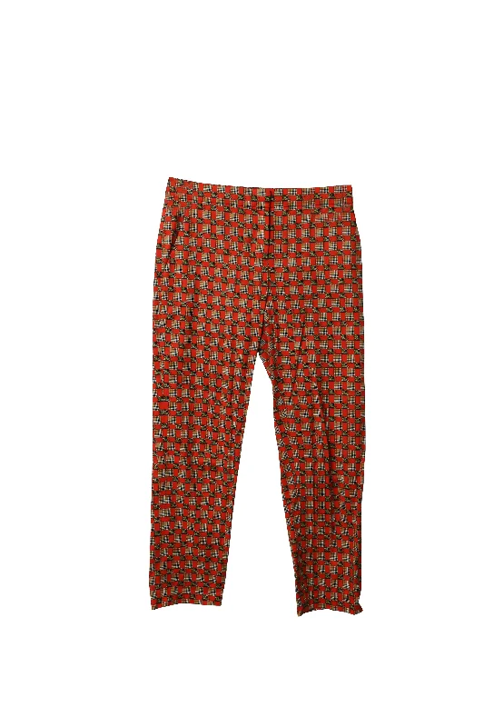  Relaxed Fit Women's FashionBurberry Equestrian Check Print Stretch Cigarette Trousers in Multicolor Cotton Relaxed Fit Women's Fashion