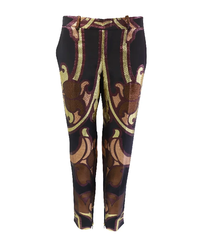  Women's Relaxed OutfitGucci Art Nouveau Disco Trousers in Multicolor Jacquard Silk Women's Relaxed Outfit