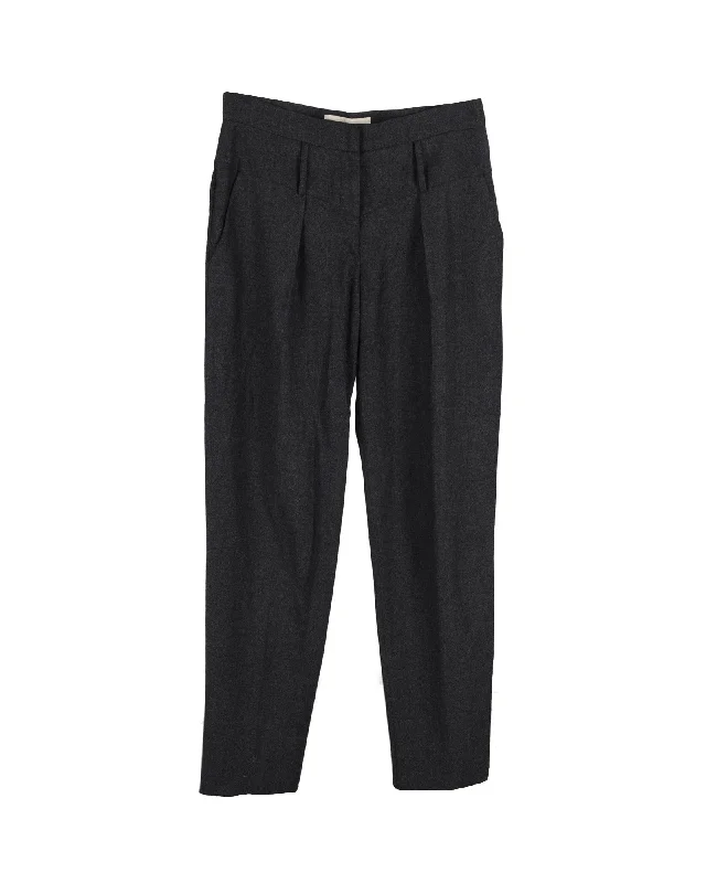  Women's Trendy OutfitStella McCartney Pleated Tapered Trousers in Gray Cotton Women's Trendy Outfit