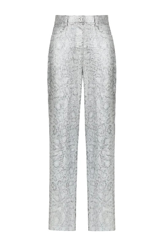  Outlet ClothingSilver Snake Print Pants Outlet Clothing