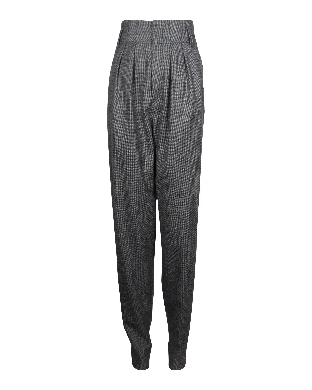  Best Online BoutiquesIsabel Marant Pleated High Waist Straight Pants in Grey Virgin Wool Best Online Boutiques