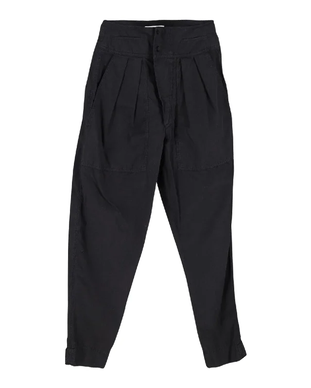  Women's High-Fashion AttireIsabel Marant Pleated Trousers in Black Cotton Women's High-Fashion Attire