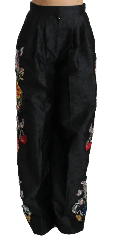  Affordable Online BoutiqueDolce & Gabbana Elegant High Waist Wide Leg Floral Women's Pants Affordable Online Boutique