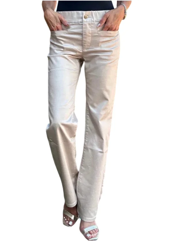  Women's Travel AttireTami Straight Pants In Beige Gold Check Women's Travel Attire