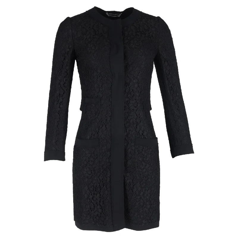  Sustainable Women's ClothesDolce & Gabbana Lace Coat in Black Polyamide Sustainable Women's Clothes