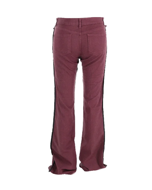  Women's Fashion ClothingAlexander McQueen Flared Jeans in Burgundy Cotton Women's Fashion Clothing