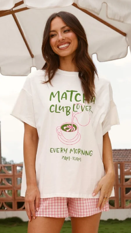  Bundle OfferMatcha Club Lover Top and Shorts Set - White/Pink Bundle Offer