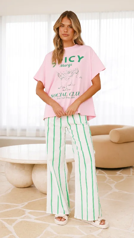  Eclectic FashionSpicy Margs Club Tee and Pant Set - Pink/Green Eclectic Fashion