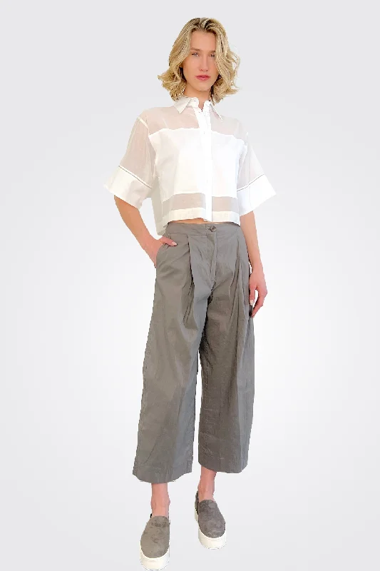  Trendy Boutique OnlineStretch Linen Cotton Trousers - Acciaio Trendy Boutique Online