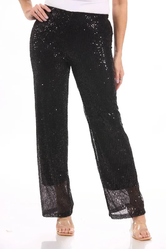  Women's Urban ClothingSequin Straight Pants In Black Women's Urban Clothing