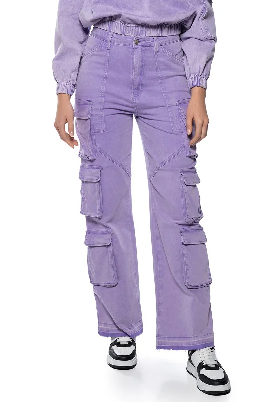  Fashionable Women's ClothingLAVENDAR DREAMS TWILL CARGO PANTS Fashionable Women's Clothing